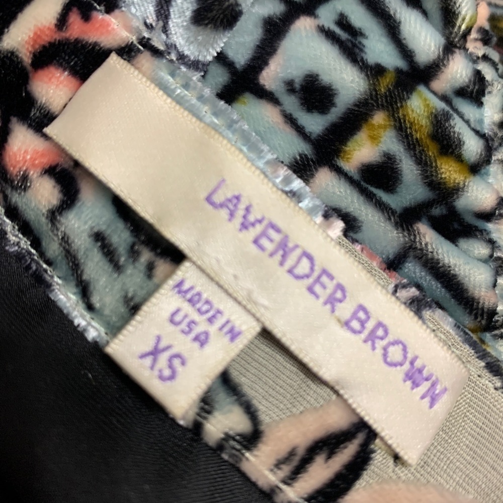 Lavender Brown Anthropologie Womens 3/4 Sleeve Velvet Floral Pink Blue Green XS - Picture 7 of 7